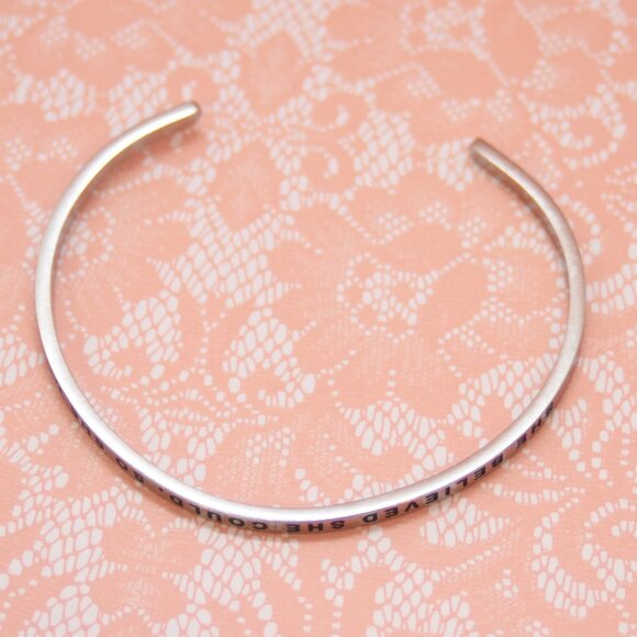 Mantraband She Believed She Could So She Did Inspirational Silver Bracelet Cuff - Picture 5 of 7